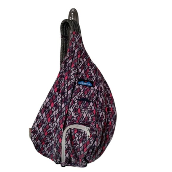 Kavu Handbags - KAVU Original Rope Sling Bag Crossbody Backpack Shades Pink Abstract Diamonds